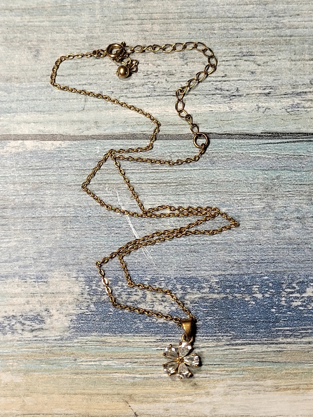 Gold Floral Crystal Pendant Necklace - Elegant Women's Jewelry